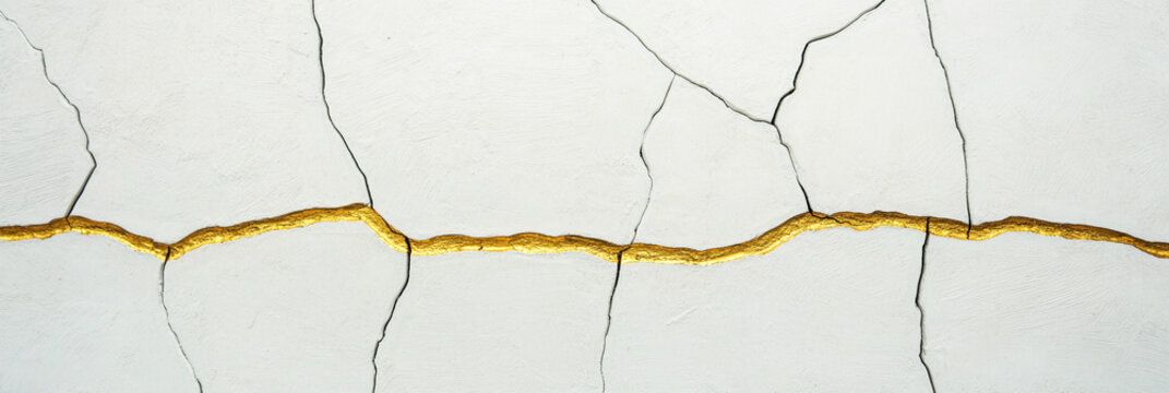 Close-up of a minimalist white surface with cracks Generative AI
