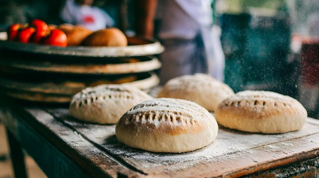 with flour clouds rolling dough stacked trays and sugar sprinkles scattered widely