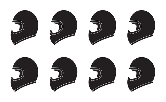 Classical full face motorcycle helmet silhouettes collection for custom vintage chopper biker community.