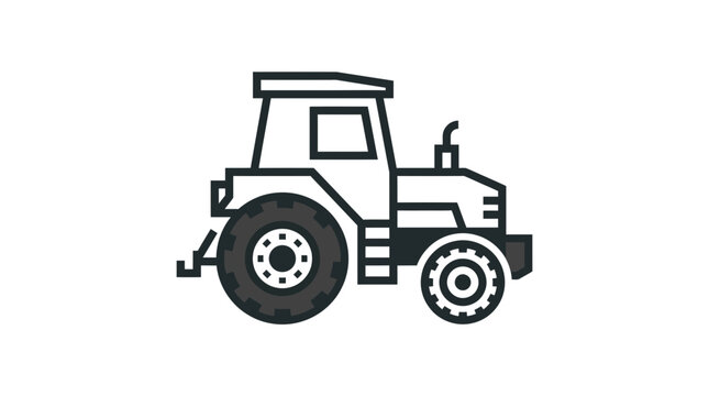Minimalist Farm Tractor Icon Vector Illustration