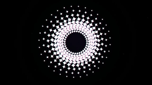 Abstract geometric mandala animation with pulsing star pattern and hypnotic motion background