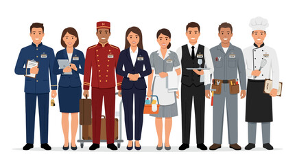 Obraz premium Hotel Staff Professional Character Set