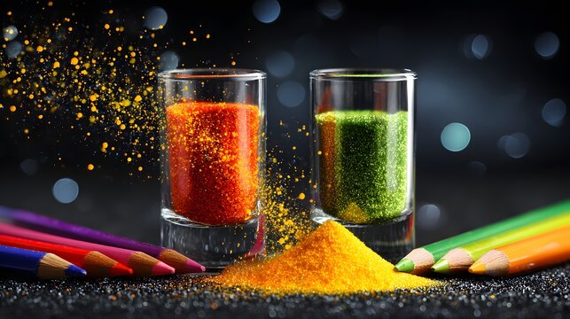 corner with paint splatters glitter piles crayons snapped and brushes dipped in water cups