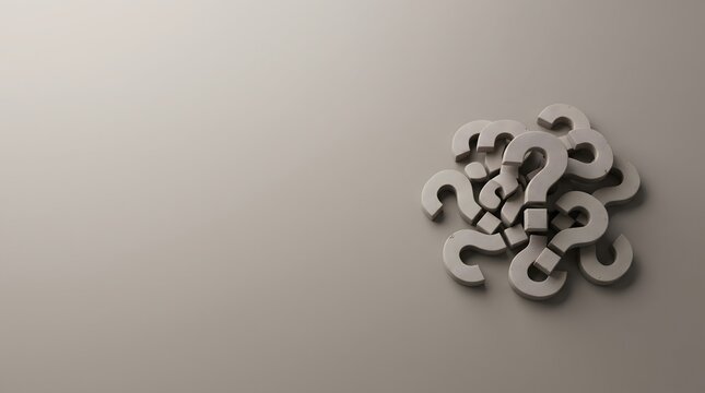 A pile of grey question marks on a neutral background representing confusion and uncertainty.