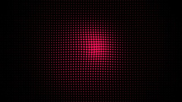 Red halftone dot pattern motion background, pulsing abstract geometric animation dots black