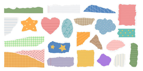 Fototapeta na wymiar PNG Colorful torn paper shapes collage, set on transparent background
