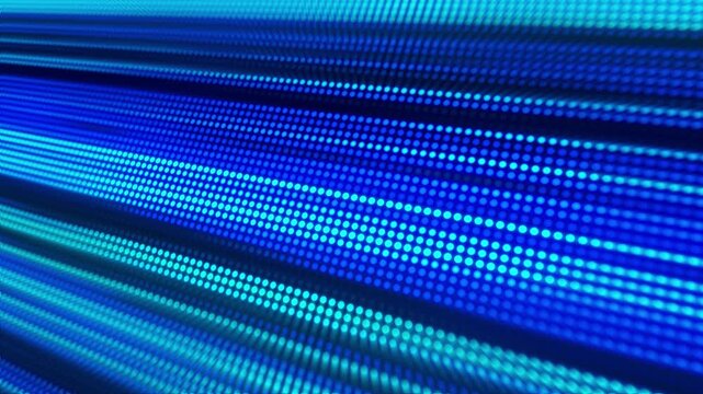 Abstract Blue LED Digital Dots Streaming in Perspective Futuristic Technology Background with Glowing Lights