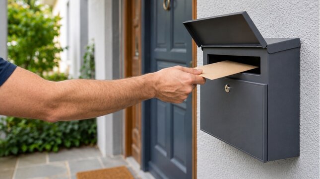 Mano introduciendo una carta en un buzón