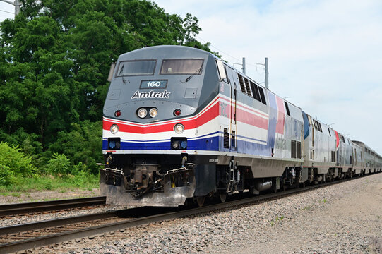 Amtrak's westbound California Zephyr about 45 miles into its journey from Chicago's Union Station to Emeryville California.