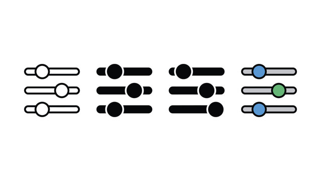 Set of four different interface adjustment slider control icons for digital application settings