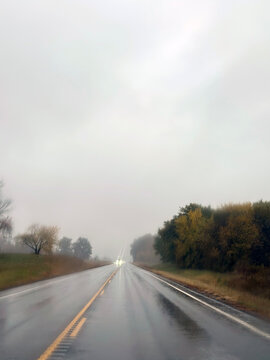 Foggy fall drive