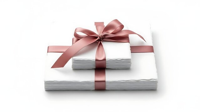White Gift Box with Red Ribbon and Bow Isolated on White Background for Christmas, Birthday, Valentine, Anniversary, Holiday Celebration and Gift Giving Concepts