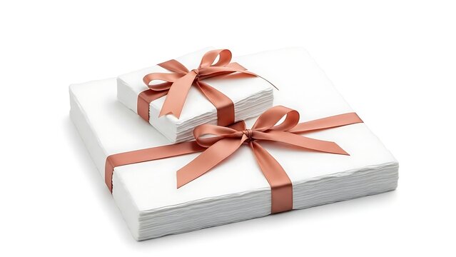 Gift Box with Red Ribbon and Bow Isolated on White Background for Christmas, Birthday, Anniversary, Holiday Celebration, Present, Surprise, Packaging and Gift Wrapping Concepts
