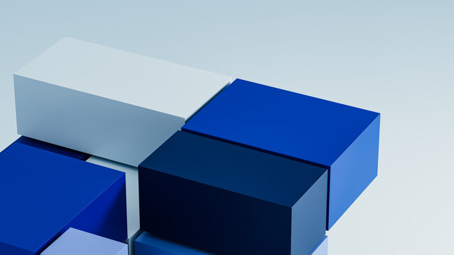 Abstract blue geometric cube technology background in studio setting