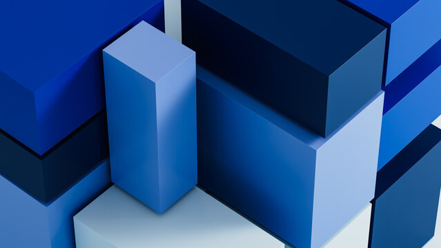 Abstract blue geometric cube technology background in studio setting