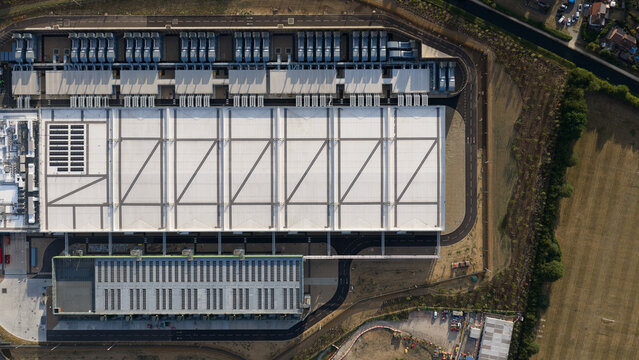 Aerial view of Waltham Cross AI Data Center in Hertfordshire UK