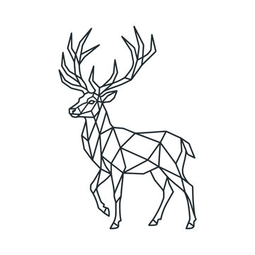 Geometric Deer Silhouette, Minimalist Line Art