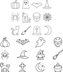 Fototapeta premium Halloween icon line art