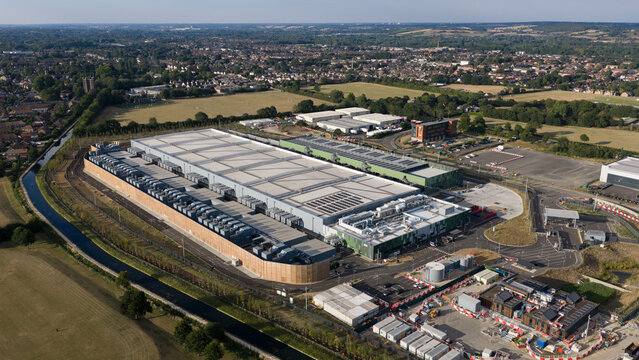 Aerial view of Waltham Cross AI Data Center in Hertfordshire UK
