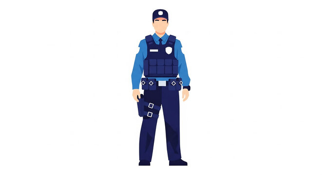 Polisi police officer in blue tactical uniform flat vector illustration