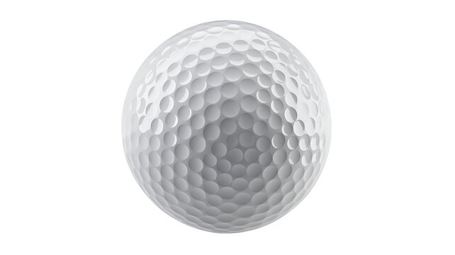 White Golf Ball with Dimples on White Background sport