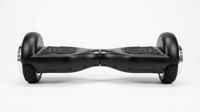 Modern black self balancing scooter on a clean white background