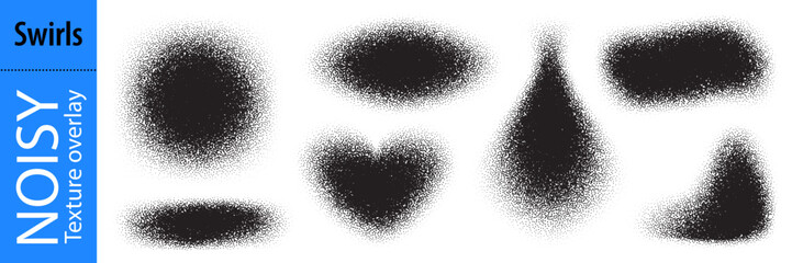 Obraz premium Noisy gradient brush, sand pattern heart of spray dot grain bg. Gradation vector effect for round dispersion powder and granular black paint. Halftone dot element with abstract wave, shadow blob shape
