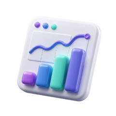3D Data Analytics Dashboard Icon with Bar Chart and Line Graph Isolated on Transparent Background © SOHEL