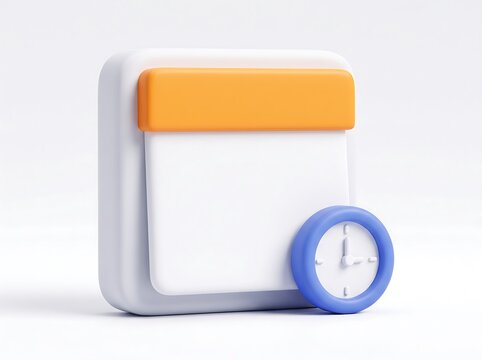 3D calendar and clock icon representing time management and deadlines with deadline reminder