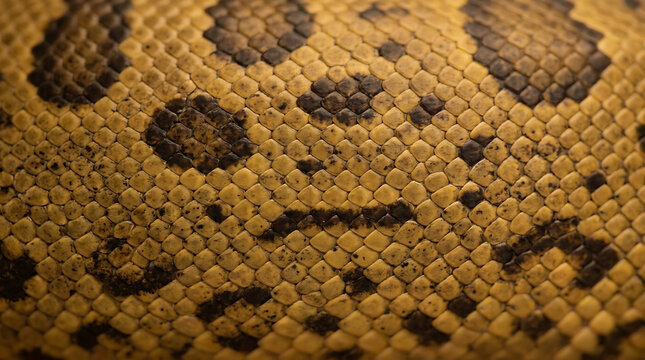 Yellow Brown Black Snake Skin Texture Pattern Scale Closeup