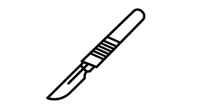 Surgical scalpel vector illustration featuring clean black lines for professional medical design and healthcare projects