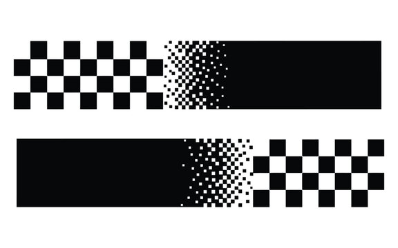 Digital glitch effect with checkered pattern transitioning to solid gray background
