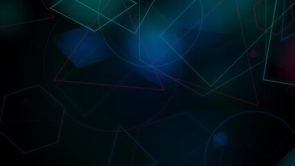 Obraz premium Abstract 3d wireframe shapes glowing in dark space