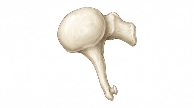 Incus bone from the human auditory system stands isolated on a plain white background.