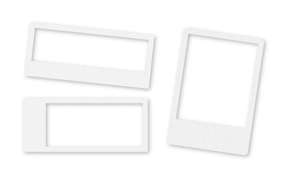 Y2K retro futuristic grainy polaroid photo frames transparent PNG vector set. Distressed noisy instant picture placeholders with cyber aesthetic
