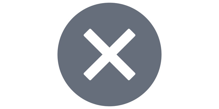 Gray x mark icon in circle on transparent background for cancellation or closing action.