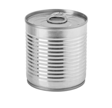 Aluminum food can with pull tab opening on transparent background