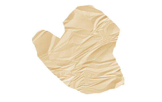 Realistic crumpled beige cut paper fragment . Features natural folds, wrinkles, creases, and textured details, ideal for design mockups, overlays, collages, and creative projects.  