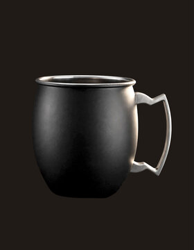Black cup isolated on black background