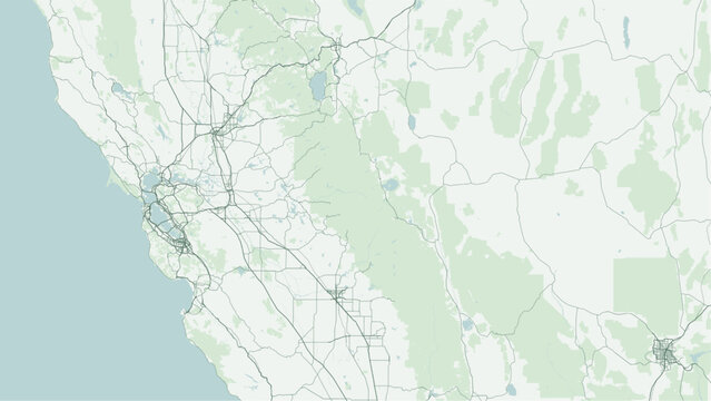 Modern minimalist vector map of Yosemite National Park, California, USA. Scalable geographic boundaries, Yosemite Valley, El Capitan, Half Dome, waterfalls, and Tioga Road for wall art posters. 