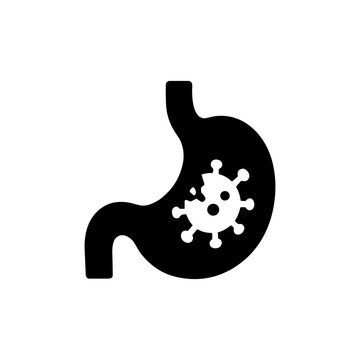 Stomach Bacterial Infection with Germ Symbol Solid Icon