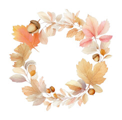 Obraz premium PNG Autumn wreath with acorns.