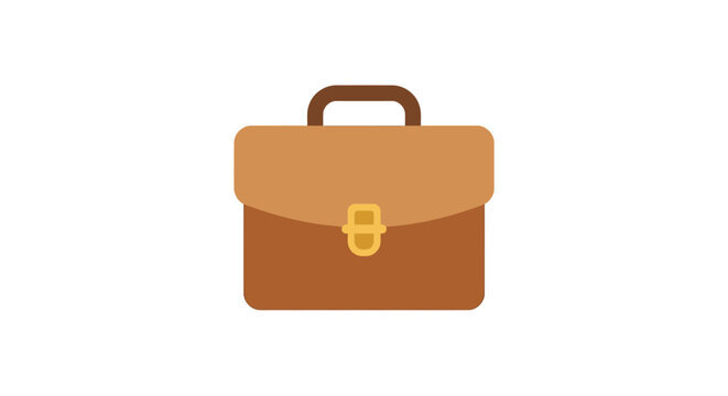 A flat brown briefcase icon with a golden latch set against a white background