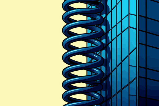 Blue Coil Spring Abstract Closeup.