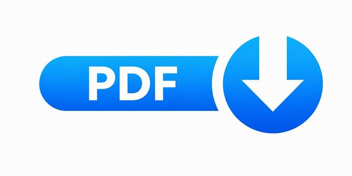 Modern blue pdf download button icon with arrow
