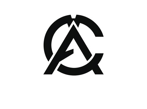 Minimalist AC monogram logo, black lettermark icon on white background, geometric initial AC emblem for corporate branding