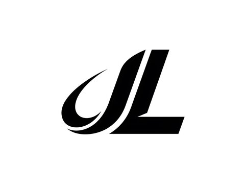 Minimalist black letter L logo, abstract monogram design with fluid curves, professional corporate branding symbol on white background
