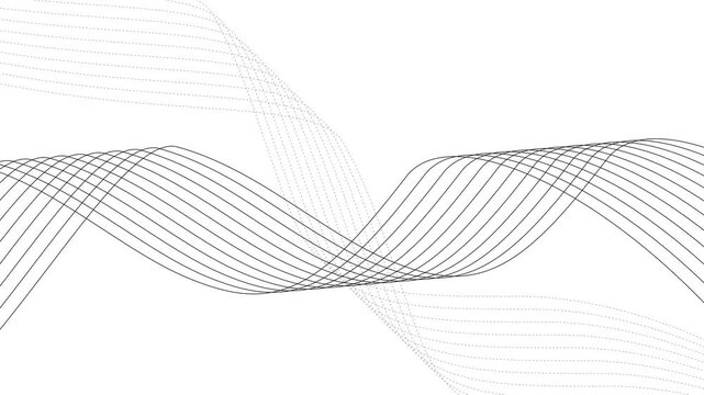 Minimalist abstract background with intersecting wave lines creating flowing ribbon patterns animation