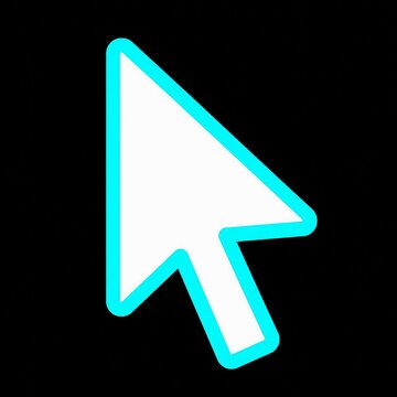 Modern arrow cursor pointing upwards on black background