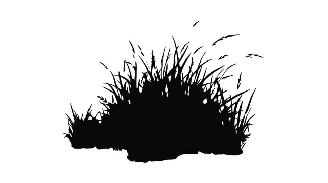 Cad tree lines Wild Grass Silhouettes vactor
